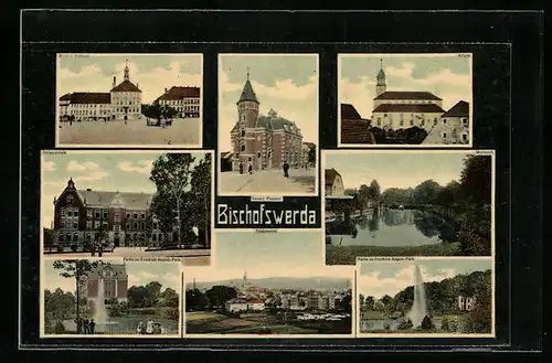 AK Bischofswerda, Kaiserl. Postamt, Partie im Friedrich August Park