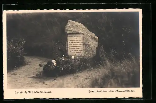 AK Westerland /Sylt, Gedenkstein der Heimatlosen