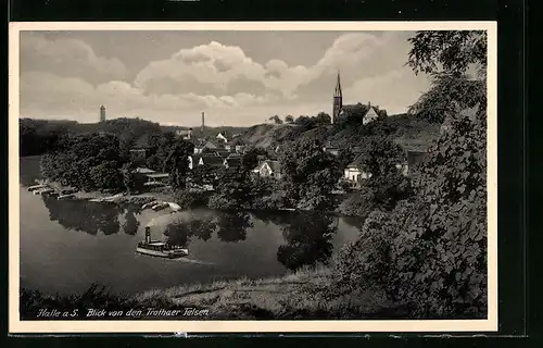 AK Halle a.d. Saale, Blick von den Trothaer Felsen