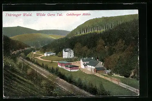 AK Oberhof, Gehlberger Mühle im Wilde Gera Tal