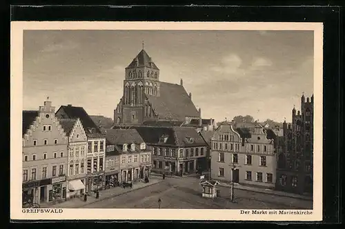 AK Greifswald, Der Markt mit Marienkirche