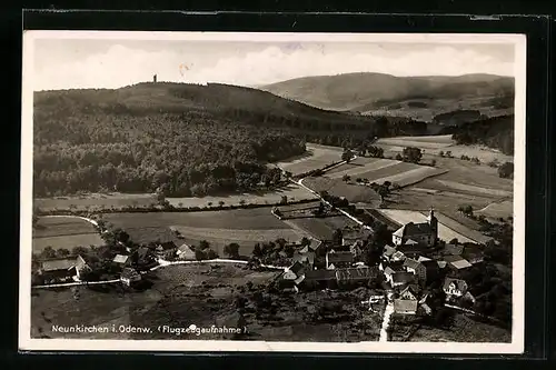 AK Neunkirchen i. Odenw., Ortsansicht mit Kirche, Fliegeraufnahme