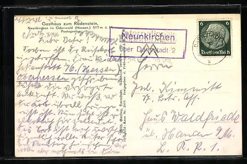 AK Neunkirchen i. Odenw., Ortsansicht mit Kirche, Fliegeraufnahme