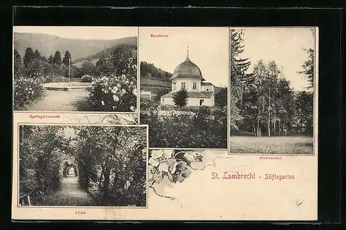 AK St. Lambrecht, Birkenhain, Springbrunnen, Rondelle