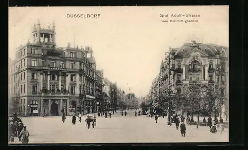 AK Düsseldorf, Graf Adolf Strasse vom Bahnhof gesehen