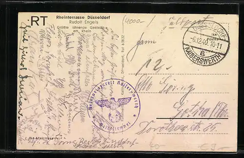 AK Düsseldorf, Gaststätte Rheinterrasse, Innenansicht Rheingoldsaal