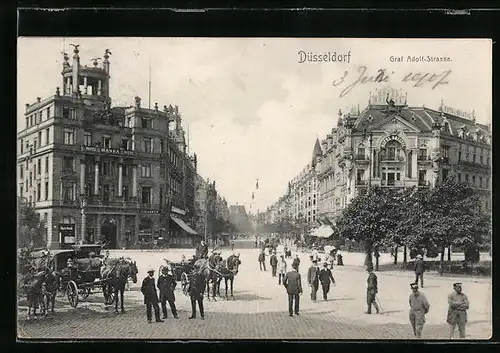 AK Düsseldorf, Graf Adolf Strasse mit Hotel Hansa