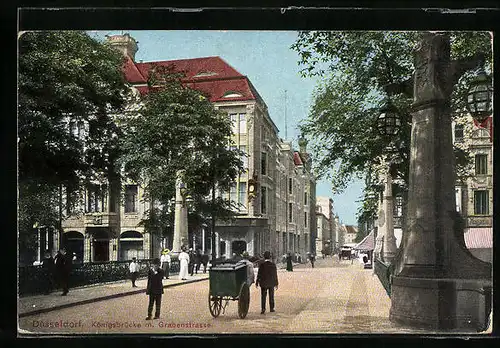 AK Düsseldorf, Königsbrücke mit Grabenstrasse