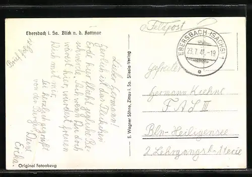 AK Ebersbach i. Sa., Totalansicht mit Blick n. d. Kottmar