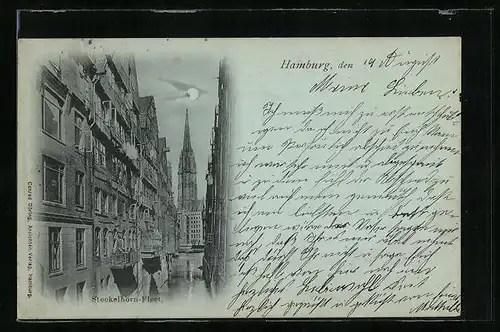 Mondschein-AK Alt-Hamburg, Partie im Steckelhörn-Fleet