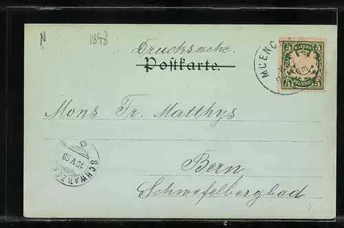 Mondschein-AK München, Strassenpartie am Promenadenplatz