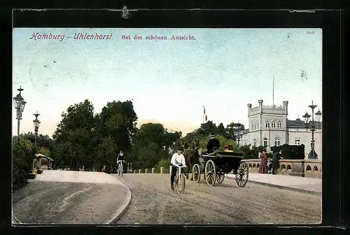 AK Hamburg-Uhlenhorst, Strassenpartie beim Hotel zur schönen Aussicht