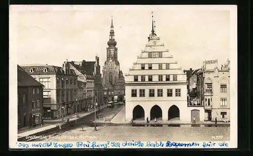 AK Greifswald, Nikolaikirche und Rathaus