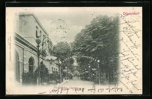 AK Düsseldorf, Partie am Gasthaus Tonhallen-Garten