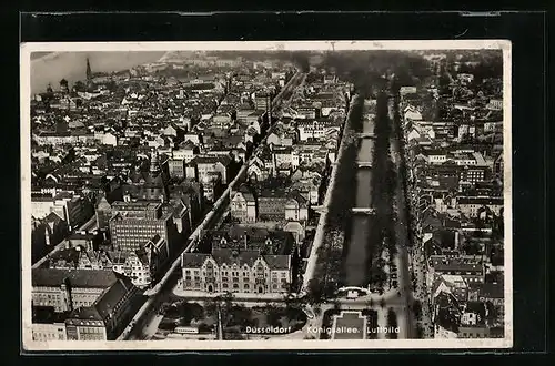 AK Düsseldorf, Königsallee vom Flugzeug aus