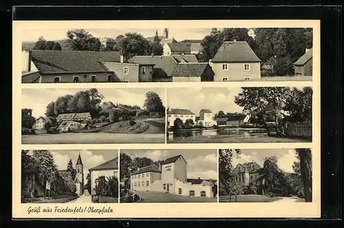 AK Friedenfels /Oberpfalz, Ortspartie mit Kirche