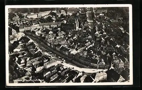 AK Bayreuth, Fliegeraufnahme mit Kirche