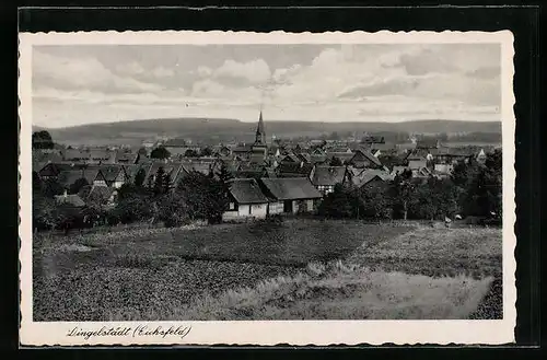 AK Dingelstädt /Eichsfeld, Sicht auf den Ort und die Kirche vom Felde aus