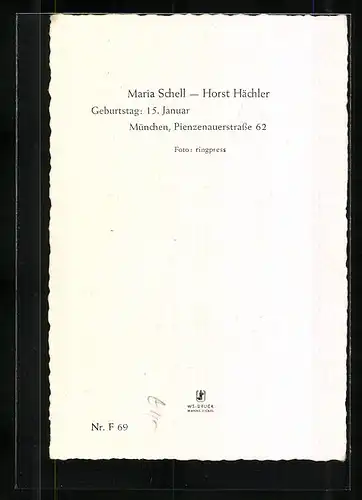 AK Schauspieler Maria Schell und Horst Hächler