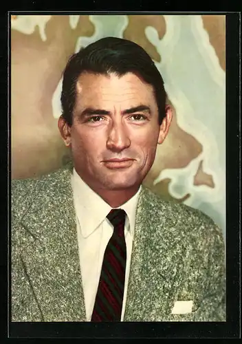 AK Schauspieler Gregory Peck mit freundlichem Gesicht