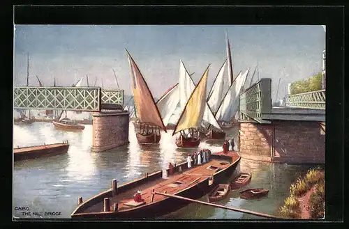 Künstler-AK Cairo, The Nile Bridge