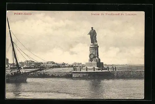 AK Port-Said, Statue de Ferdinand de Lesseps