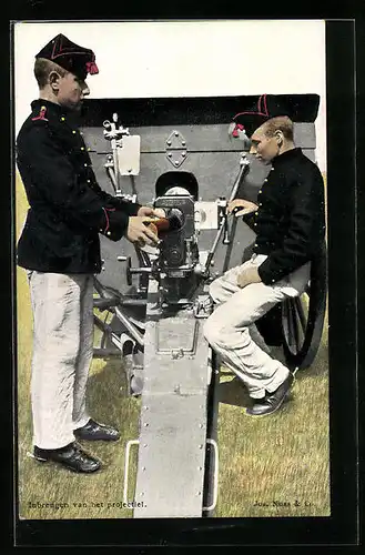 AK Niederländische Soldaten an einem Geschütz