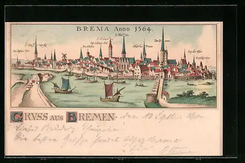 Lithographie Bremen, Brema Anno 1564