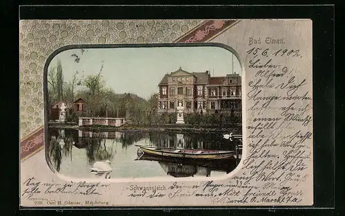 Passepartout-AK Bad Elmen, Partie am Schwanenteich
