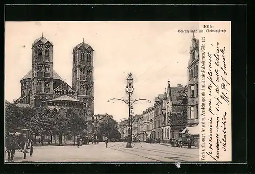 AK Köln, Gereonskirche mit Christophstrasse