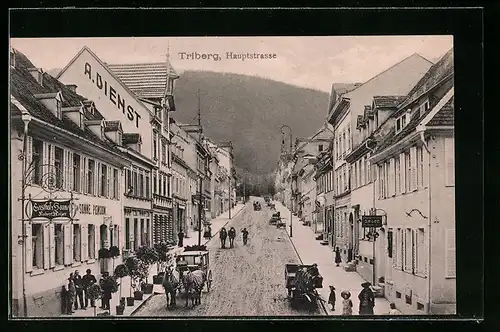 AK Triberg, Hauptstrasse mit Gasthof zur Sonne und Geschäften