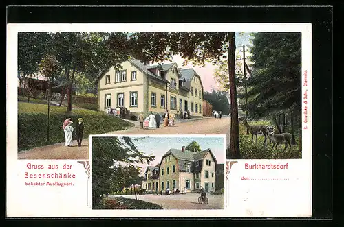 AK Burkhardtsdorf, Gasthaus Besenschänke, Seitenansicht