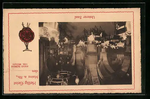 AK Mainz a. Rh., Gathaus Heilig Geist, Unterer Saal, Innenansicht, Siegel