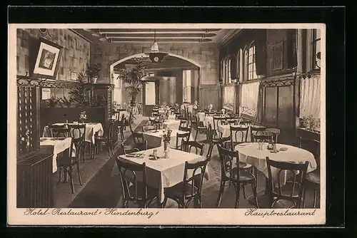 AK Düsseldorf, Hotel-Restaurant Hindenburg, Ecke Graf-Adolfstrasse u. Oststrasse, Innenansicht
