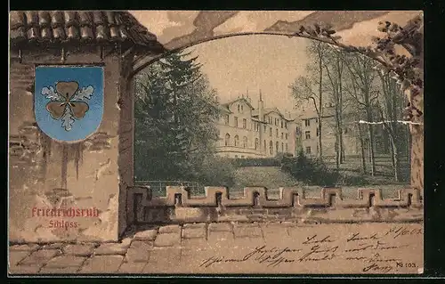 AK Friedrichsruh, Schloss, Wappen, Passepartout