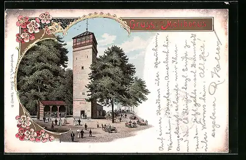 Lithographie Zwingenberg, Gasthaus Melibocus