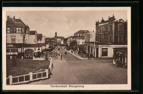 AK Wangeroog, Strassenpartie mit Hotel Hanken aus der Vogelschau