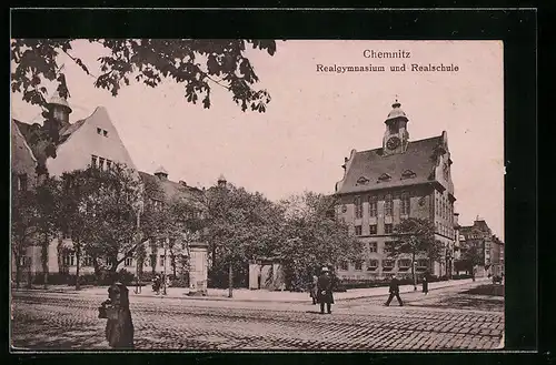 AK Chemnitz, Strassenpartie mit Realgymnasium und Realschule