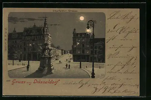 Mondschein-Lithographie Düsseldorf, Partie in der Elberfelder Strasse