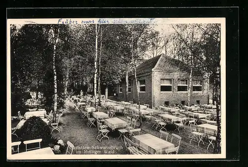 AK Ratingen, Waldrestaurant und Pension Schwarzebruch, Gartenansicht