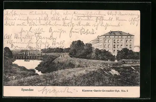 AK Berlin-Spandau, Kaserne Garde-Grenadier-Rgt. No. 5