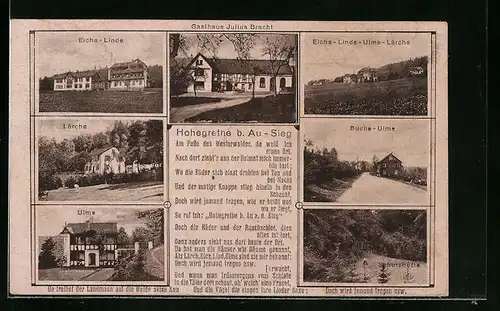 AK Niederhausen bei Hamm /Sieg, Gastwirtschaft Julius Bracht und weitere Häuser, Gedicht