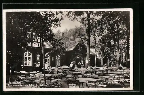 AK Lübbenau, Restaurant Wotschofska im Spreewald, Gartenfront