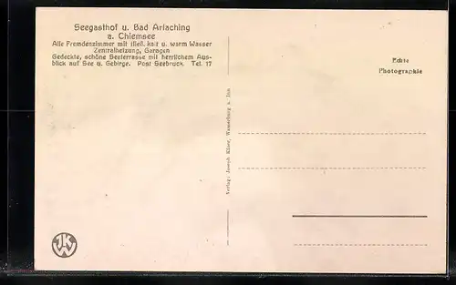 AK Bad Arlaching a. Chiemsee, Seegasthof mit Strandpromenade