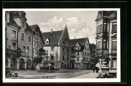 AK Sigmaringen, Fürst-Wilhelm-Strasse mit Marktplatz