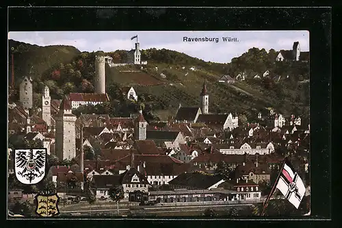 AK Ravensburg, Blick auf den Bahnhof