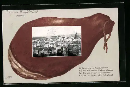 AK Bochum, Stadtansicht mit Kirche