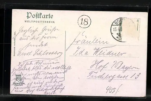 AK Bochum, Stadtansicht mit Kirche