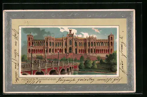Lithographie München, Brücke zum Maximilianeum