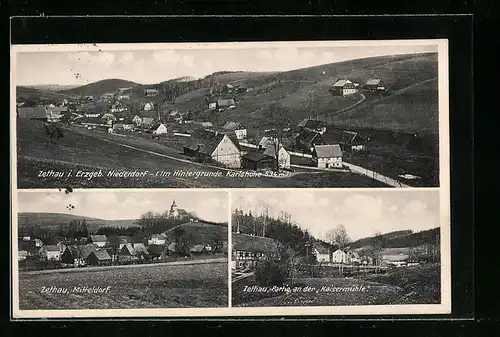 AK Zethau i. Erzgeb., Partie an der Kaisermühle, Gasthaus